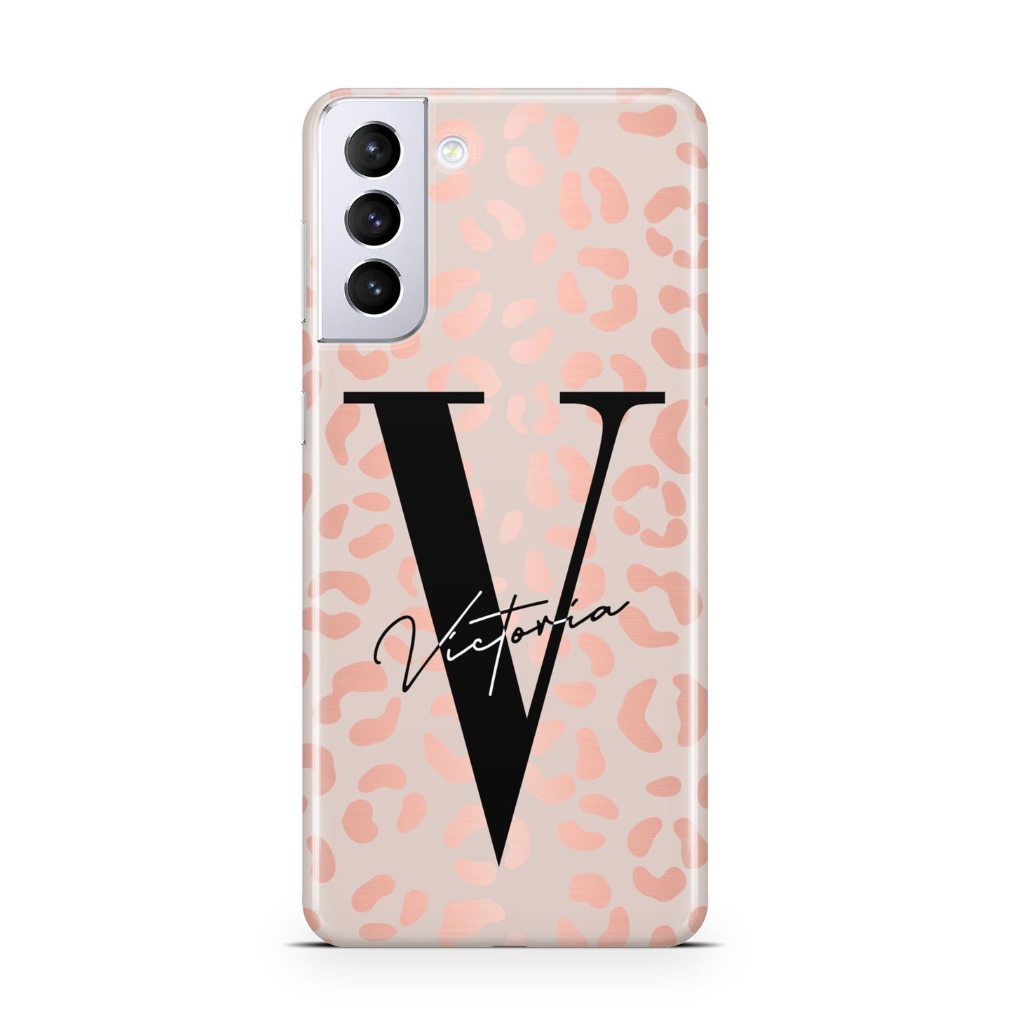 Personalised Leopard Print Rose Gold Samsung S21 Plus Case