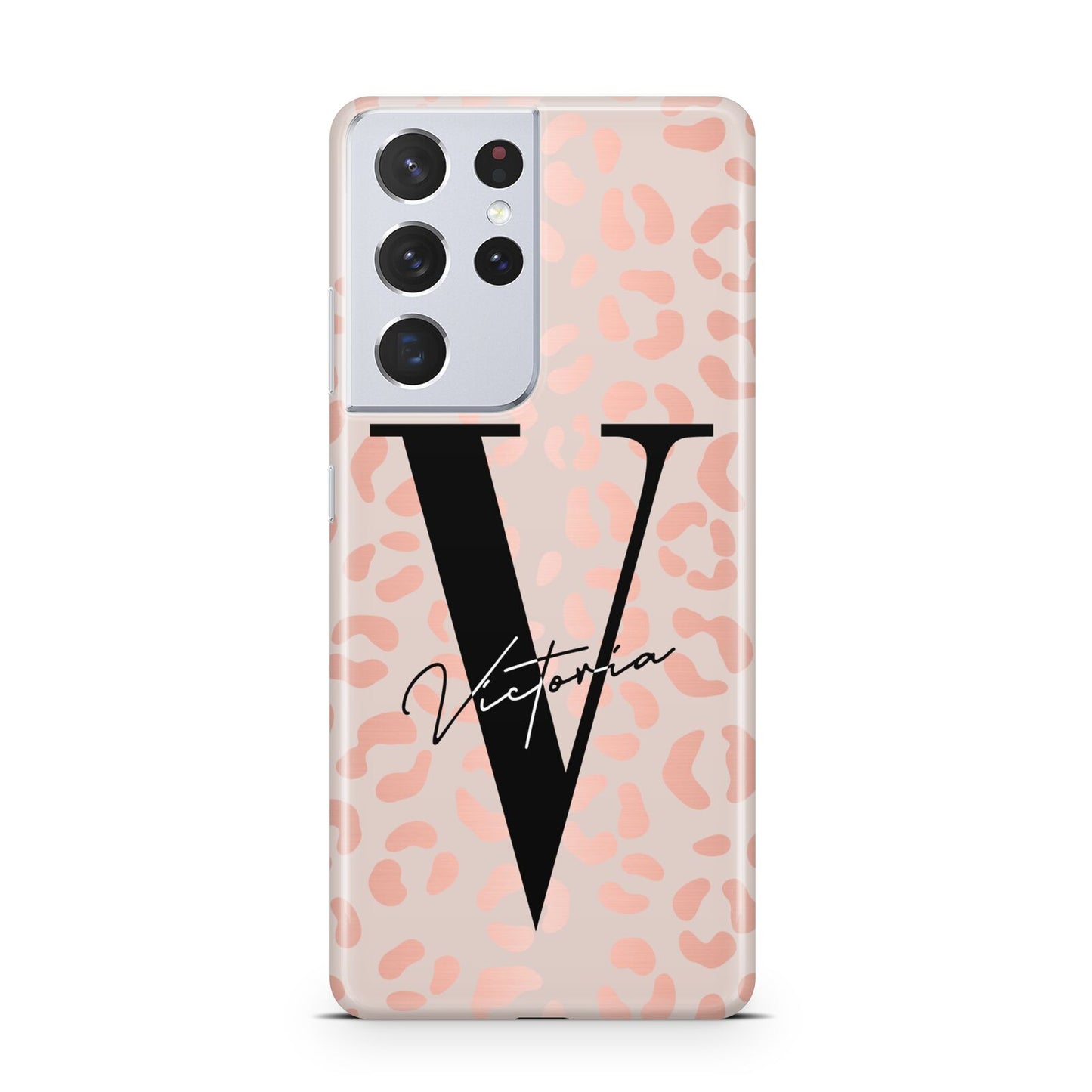 Personalised Leopard Print Rose Gold Samsung S21 Ultra Case