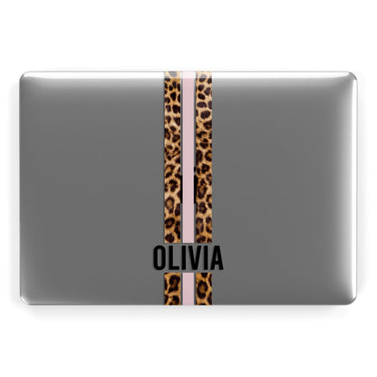 Personalised Leopard Print Stripe Apple MacBook Case