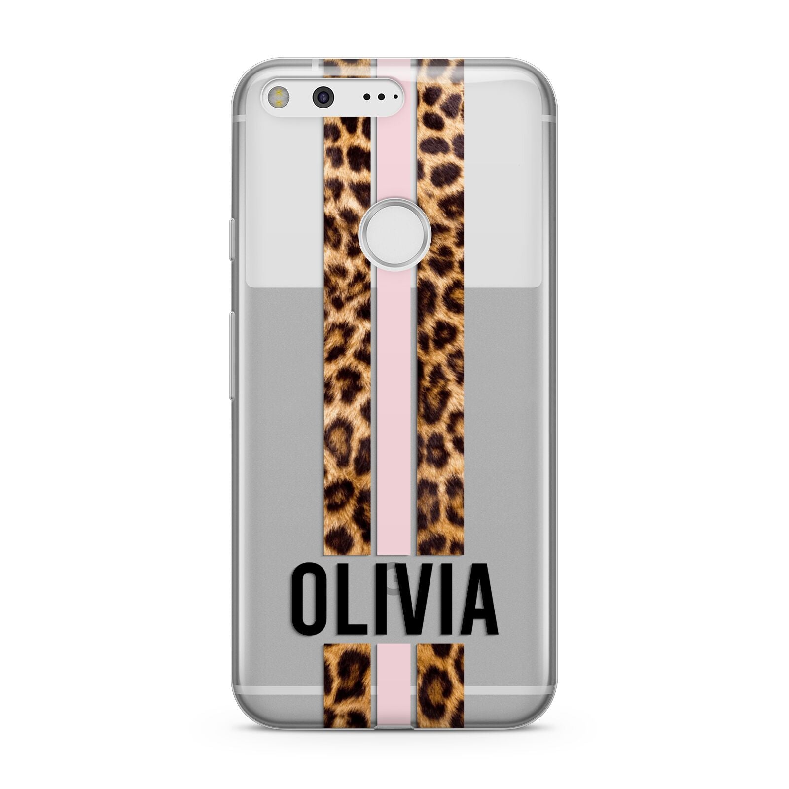 Personalised Leopard Print Stripe Google Pixel Case