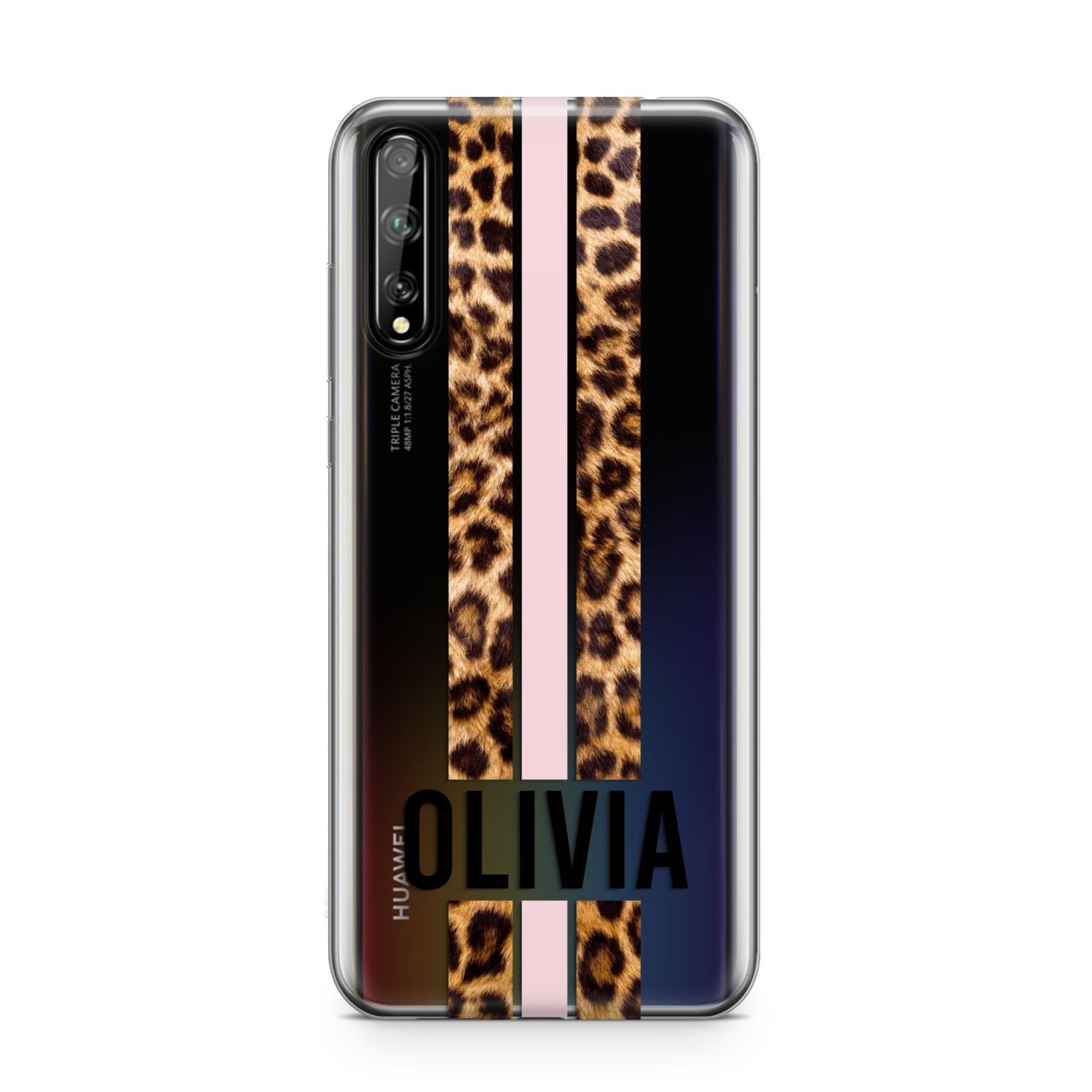 Personalised Leopard Print Stripe Huawei Enjoy 10s Phone Case