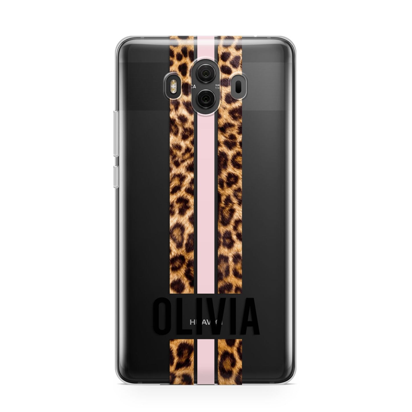 Personalised Leopard Print Stripe Huawei Mate 10 Protective Phone Case