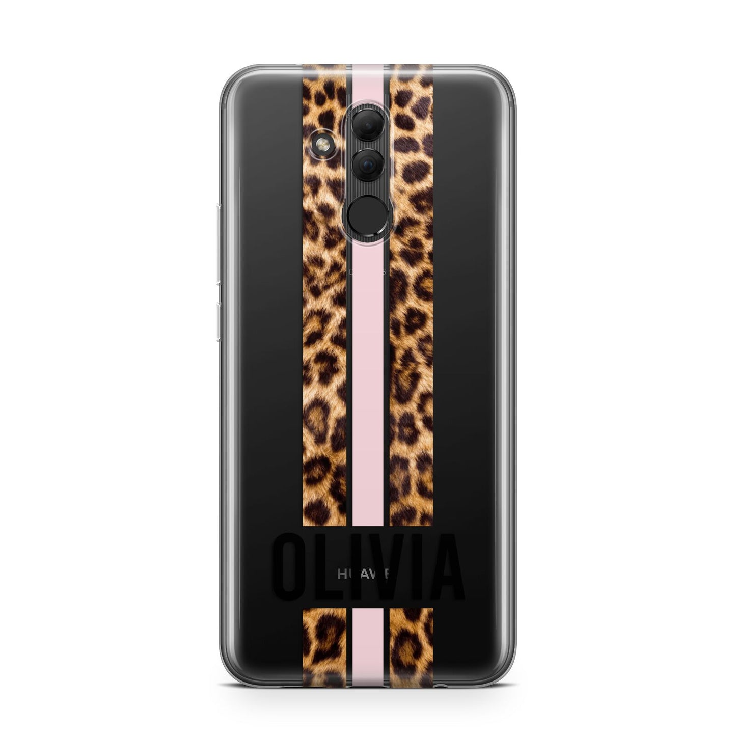 Personalised Leopard Print Stripe Huawei Mate 20 Lite