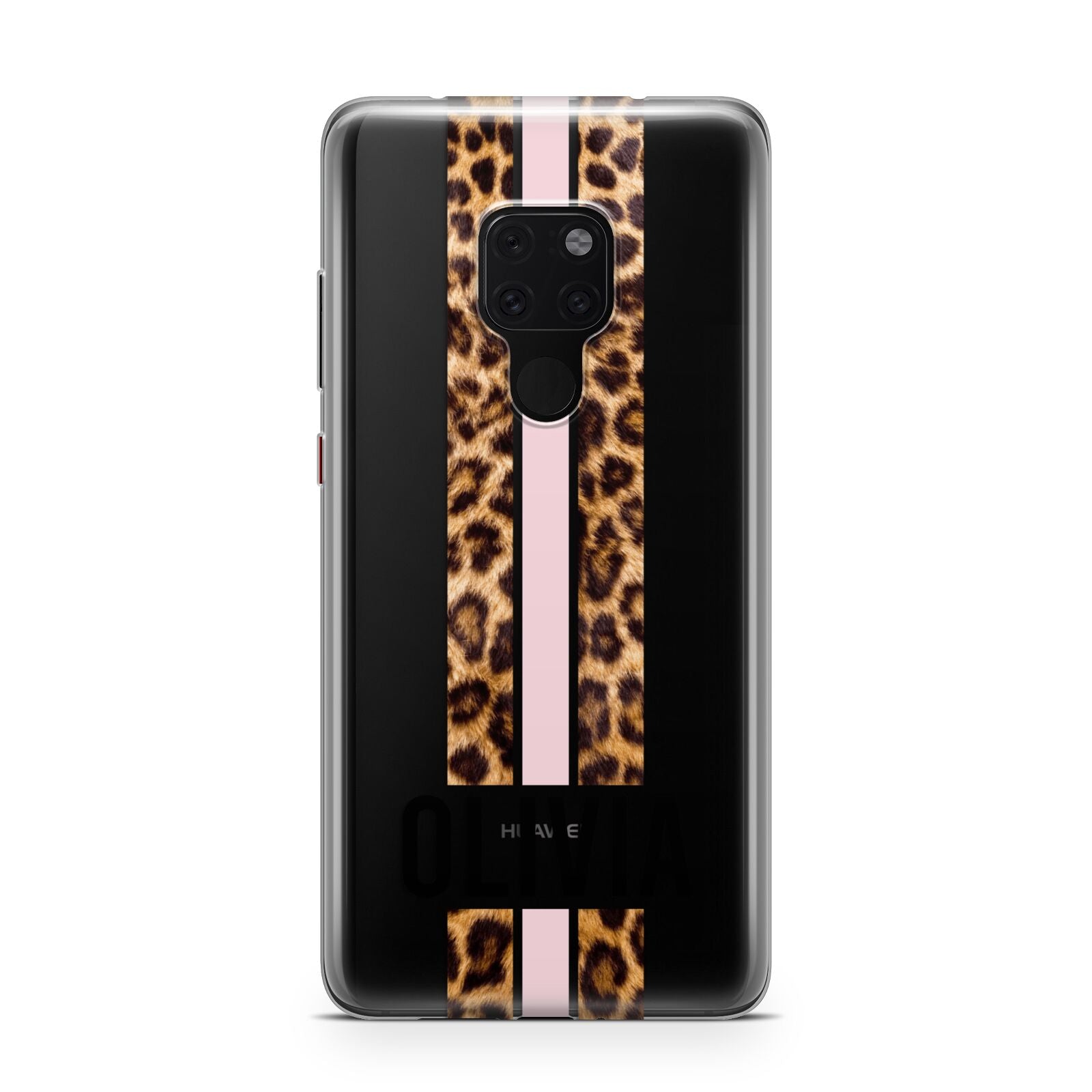 Personalised Leopard Print Stripe Huawei Mate 20 Phone Case