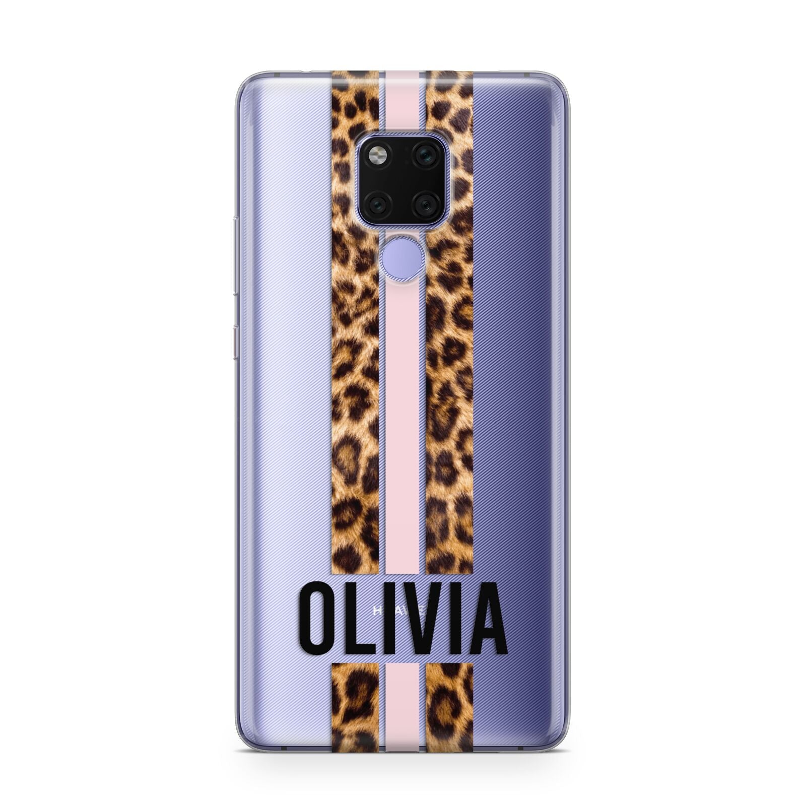 Personalised Leopard Print Stripe Huawei Mate 20X Phone Case