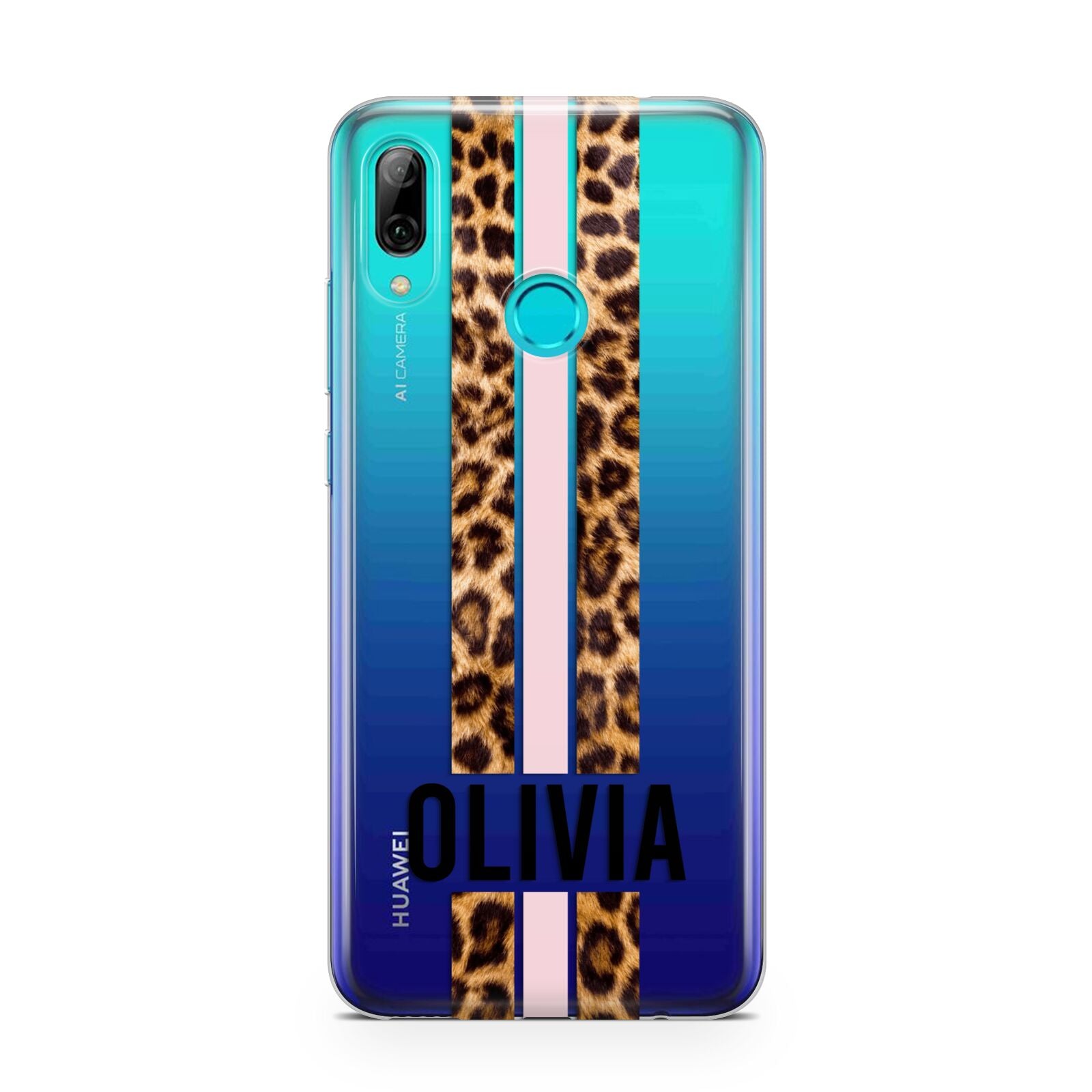 Personalised Leopard Print Stripe Huawei P Smart 2019 Case