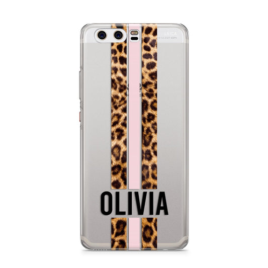 Personalised Leopard Print Stripe Huawei P10 Phone Case