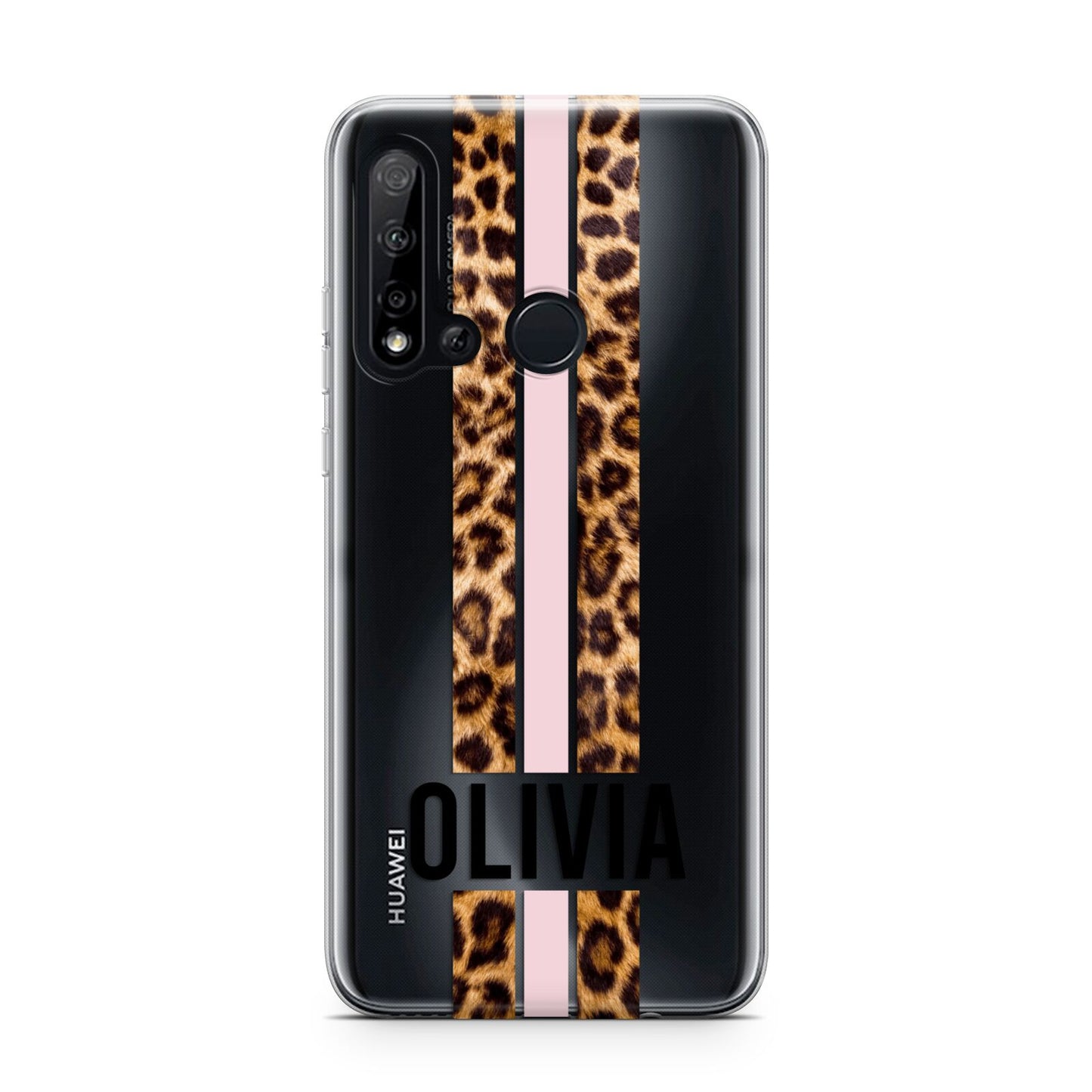 Personalised Leopard Print Stripe Huawei P20 Lite 5G Phone Case