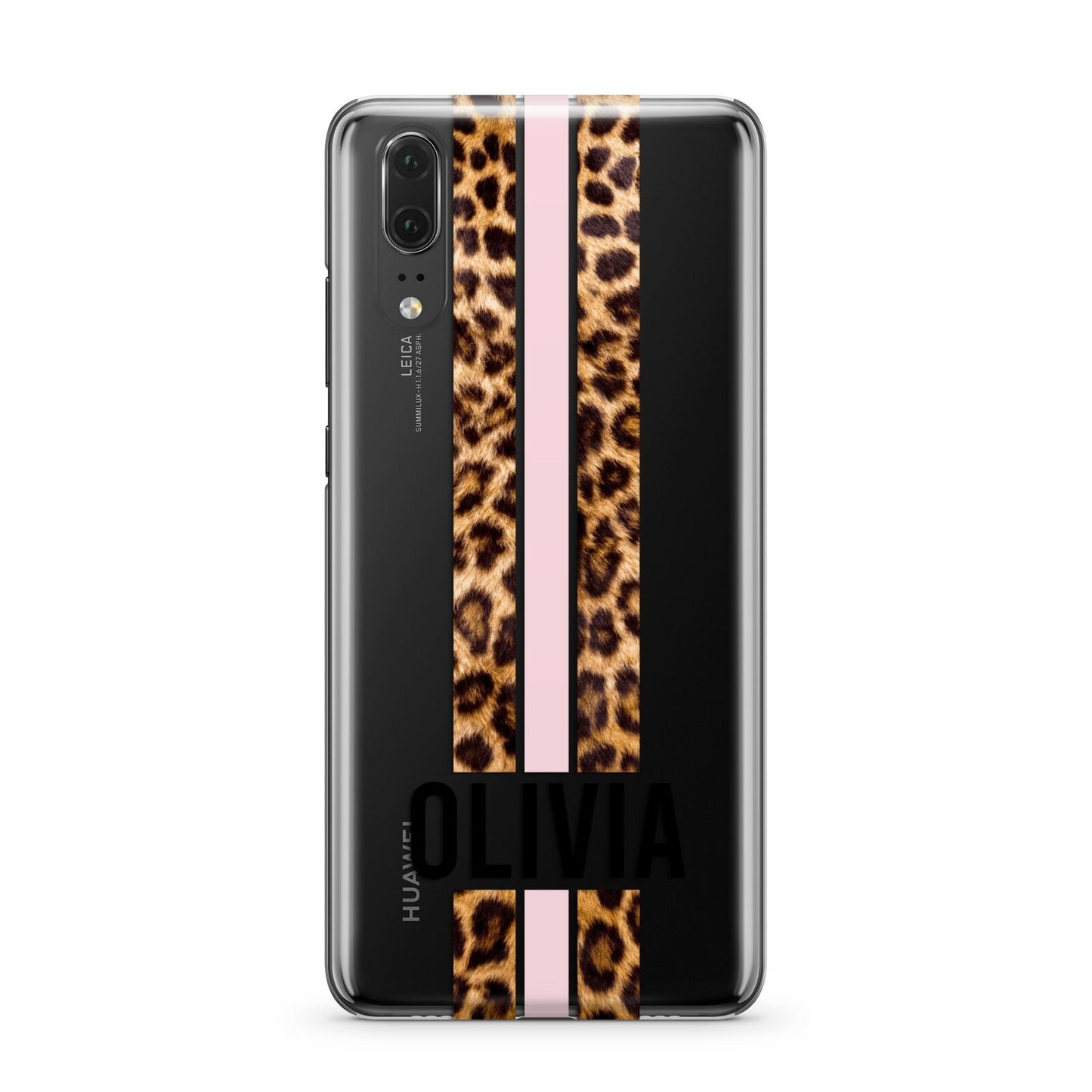 Personalised Leopard Print Stripe Huawei P20 Phone Case