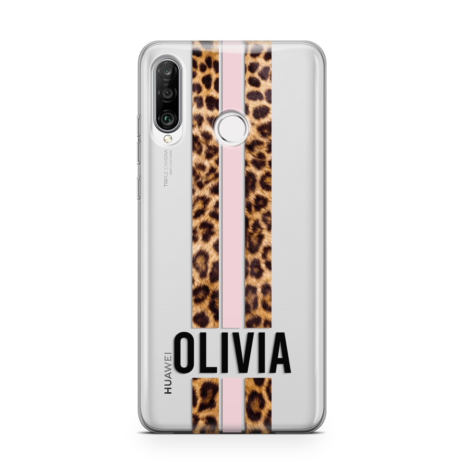 Personalised Leopard Print Stripe Huawei P30 Lite Phone Case