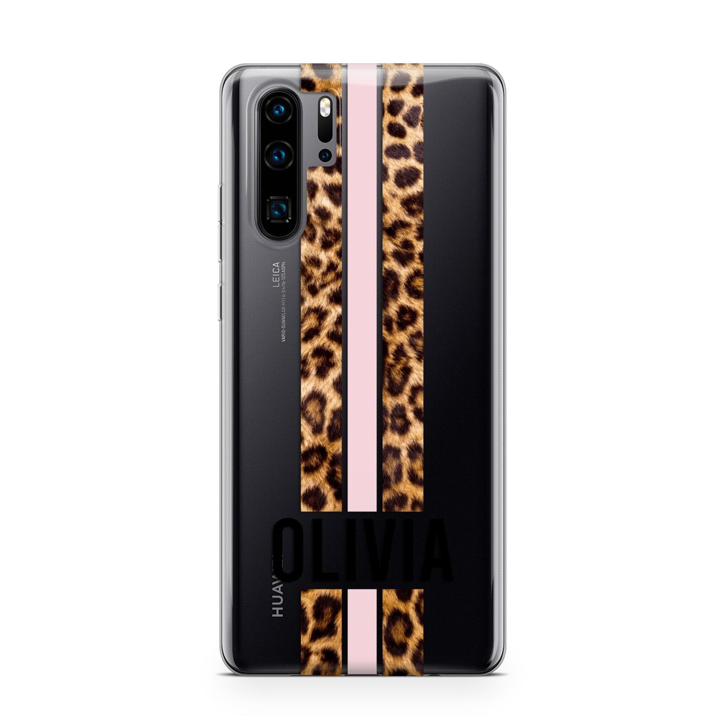 Personalised Leopard Print Stripe Huawei P30 Pro Phone Case