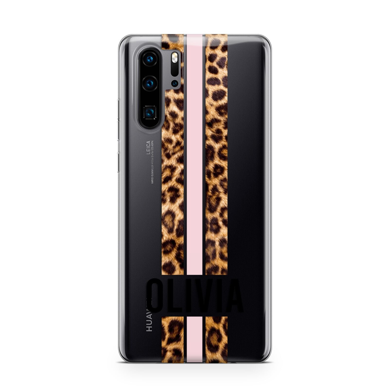 Personalised Leopard Print Stripe Huawei P30 Pro Phone Case