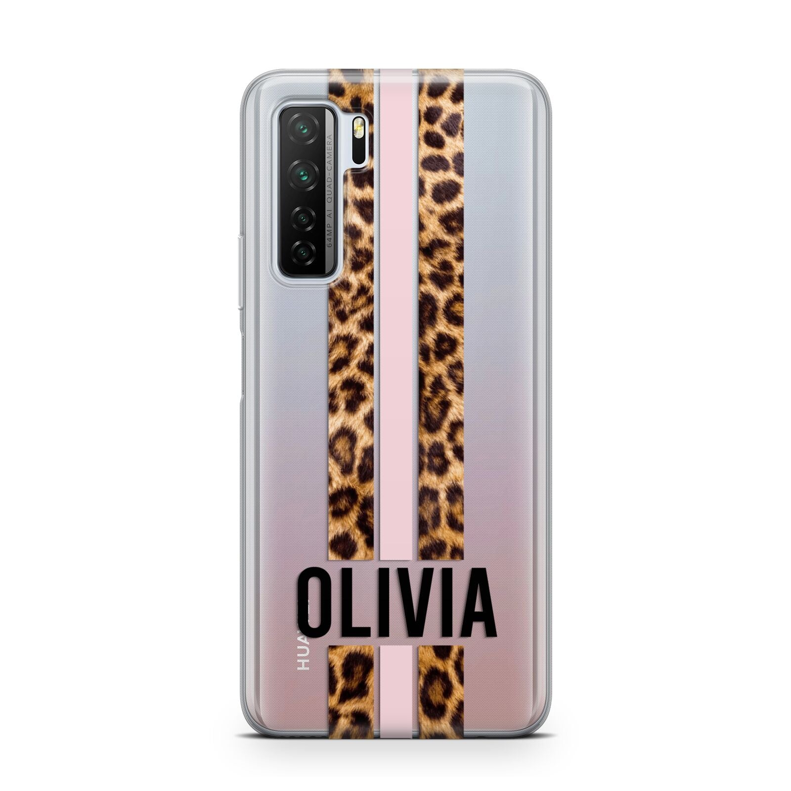 Personalised Leopard Print Stripe Huawei P40 Lite 5G Phone Case