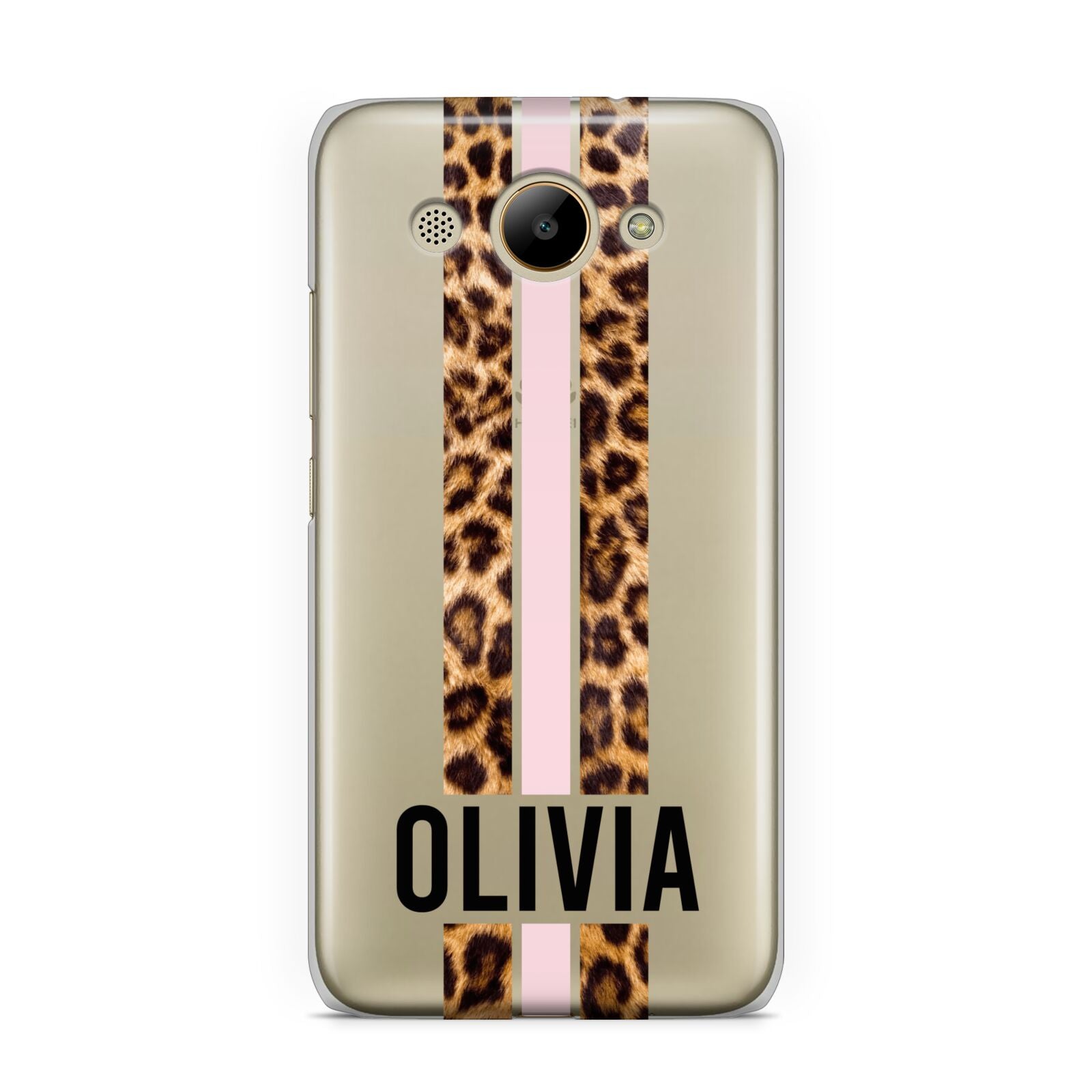 Personalised Leopard Print Stripe Huawei Y3 2017