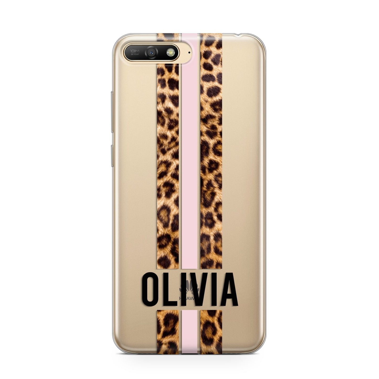 Personalised Leopard Print Stripe Huawei Y6 2018