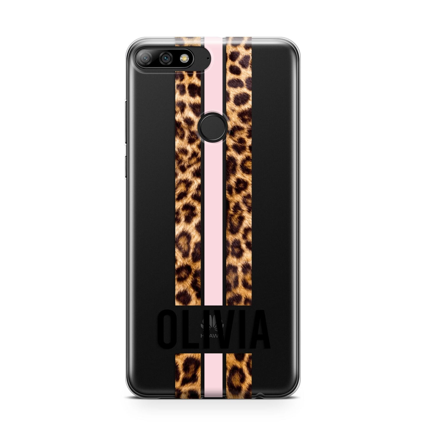 Personalised Leopard Print Stripe Huawei Y7 2018