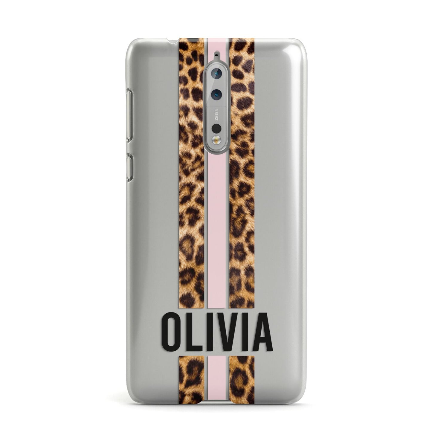 Personalised Leopard Print Stripe Nokia Case