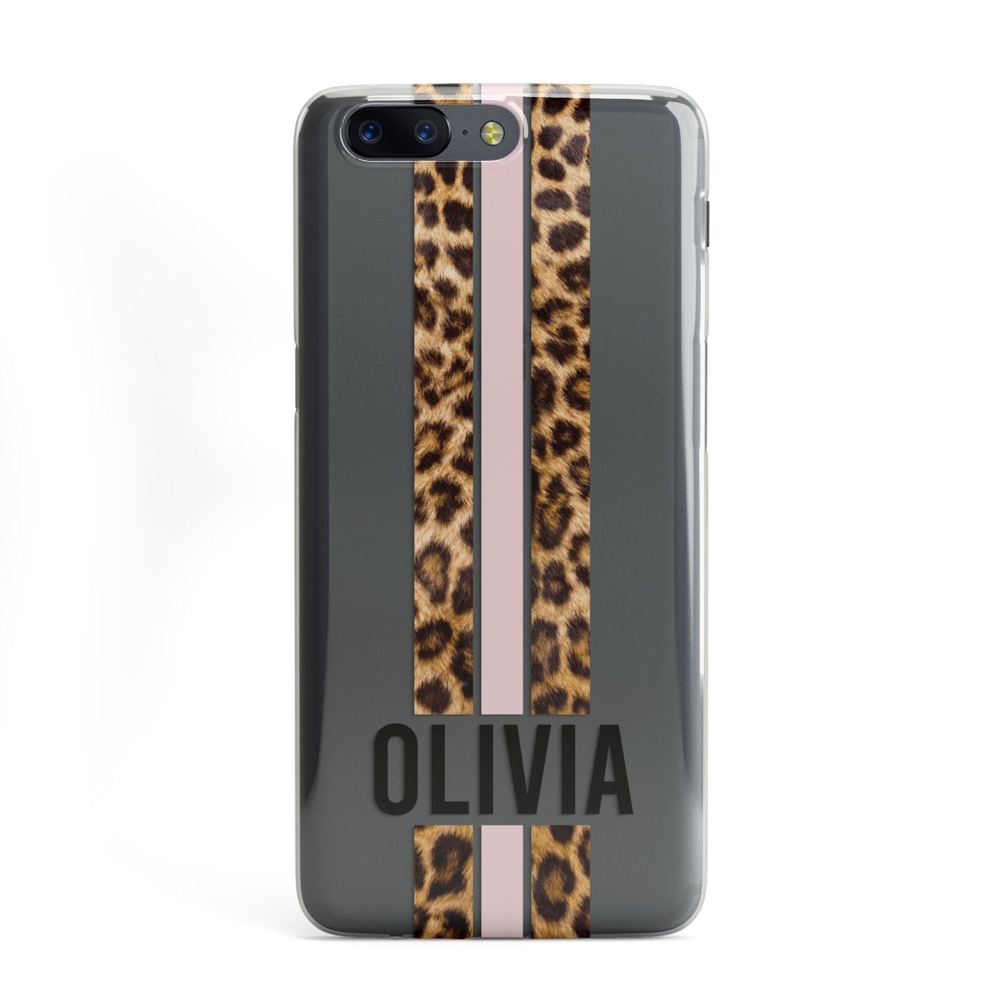 Personalised Leopard Print Stripe OnePlus Case