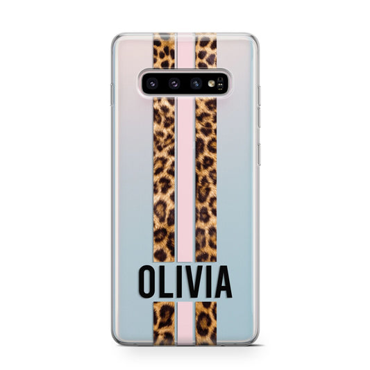 Personalised Leopard Print Stripe Protective Samsung Galaxy Case