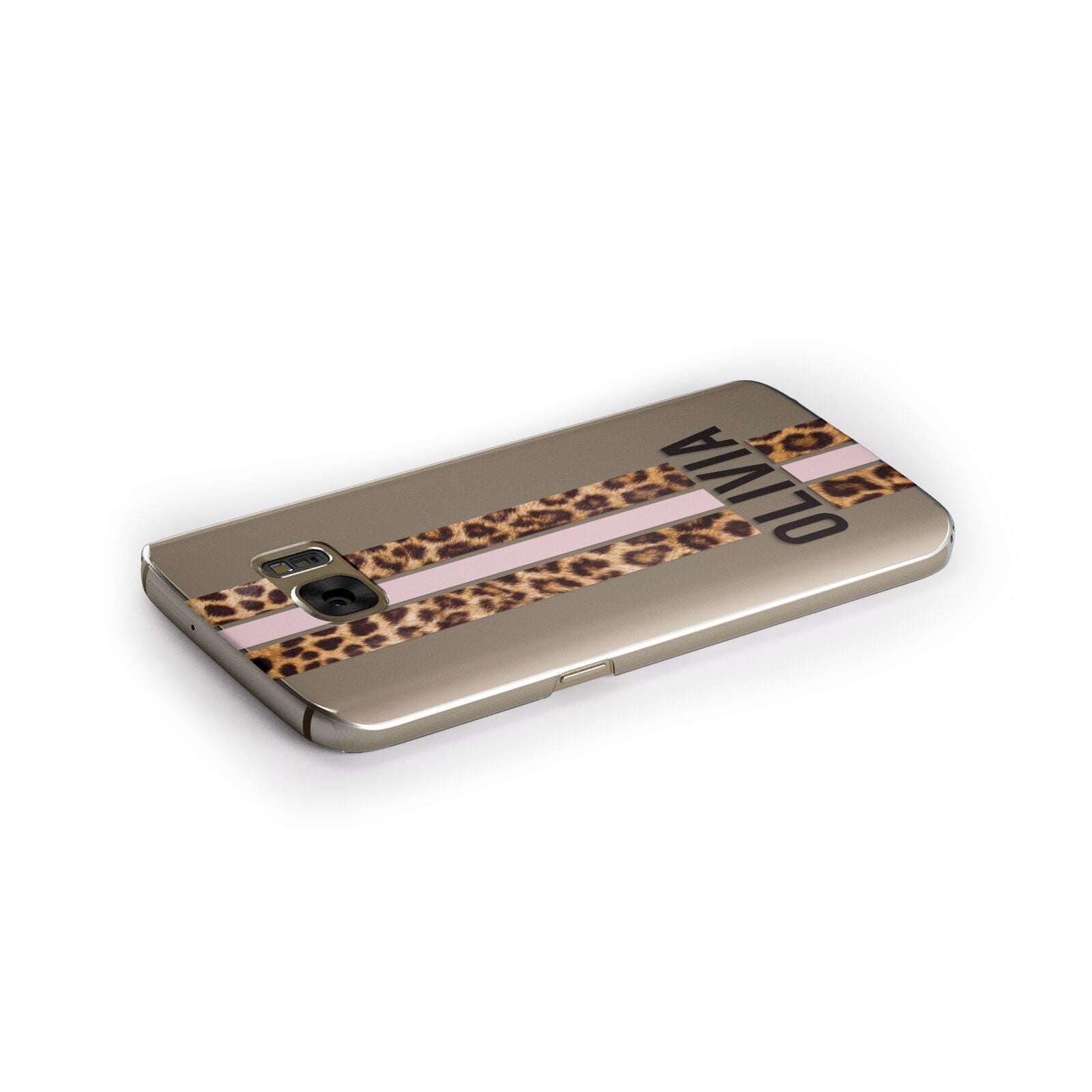 Personalised Leopard Print Stripe Samsung Galaxy Case Side Close Up