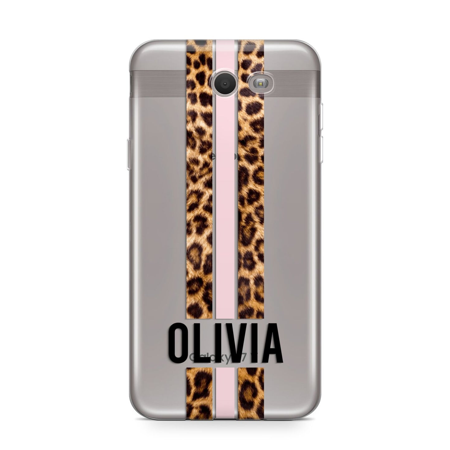 Personalised Leopard Print Stripe Samsung Galaxy J7 2017 Case