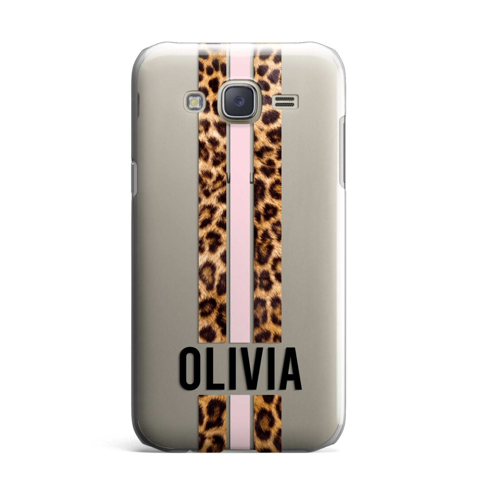 Personalised Leopard Print Stripe Samsung Galaxy J7 Case