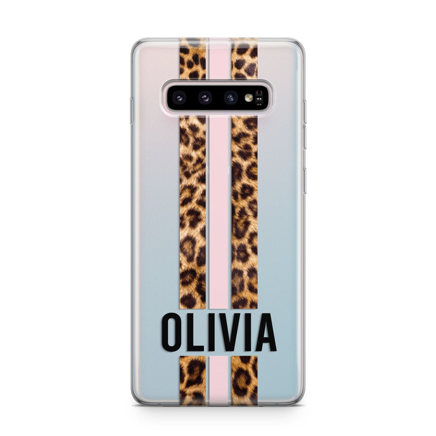 Personalised Leopard Print Stripe Samsung Galaxy S10 Plus Case