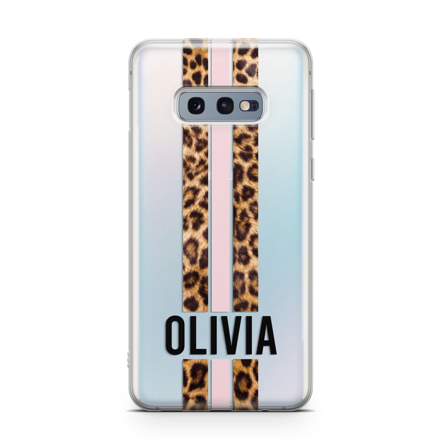 Personalised Leopard Print Stripe Samsung Galaxy S10E Case