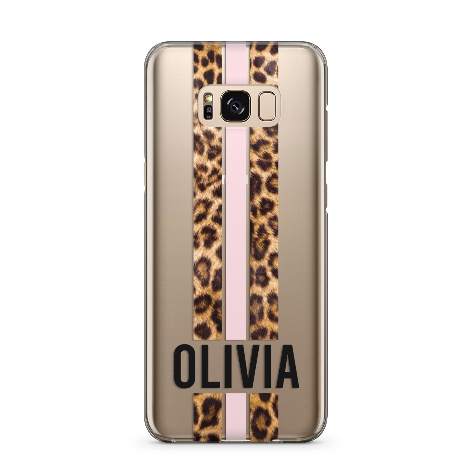 Personalised Leopard Print Stripe Samsung Galaxy S8 Plus Case