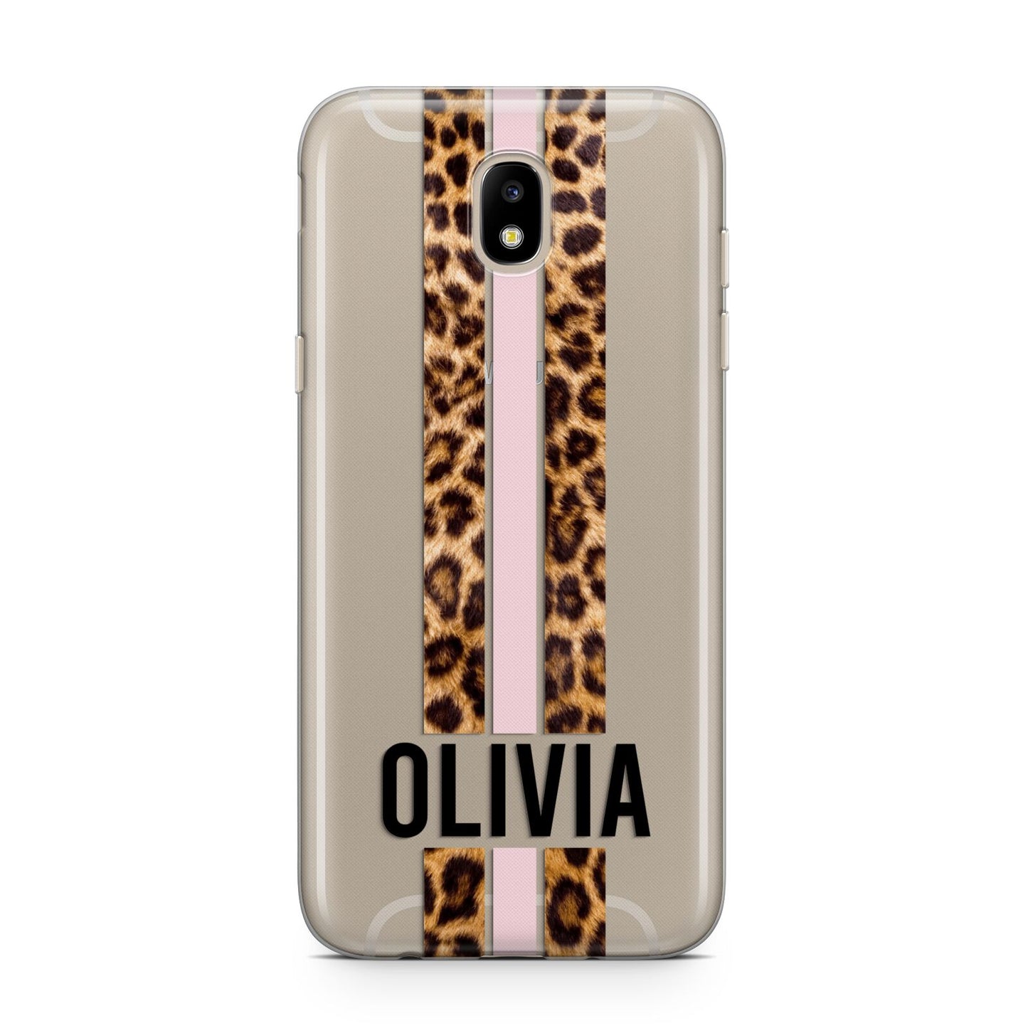 Personalised Leopard Print Stripe Samsung J5 2017 Case