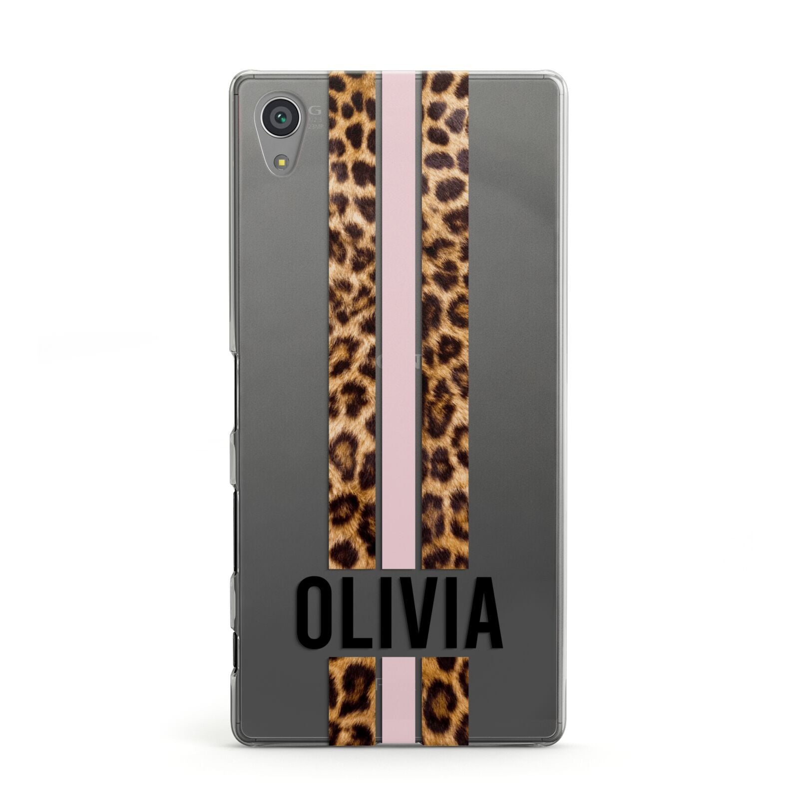 Personalised Leopard Print Stripe Sony Xperia Case