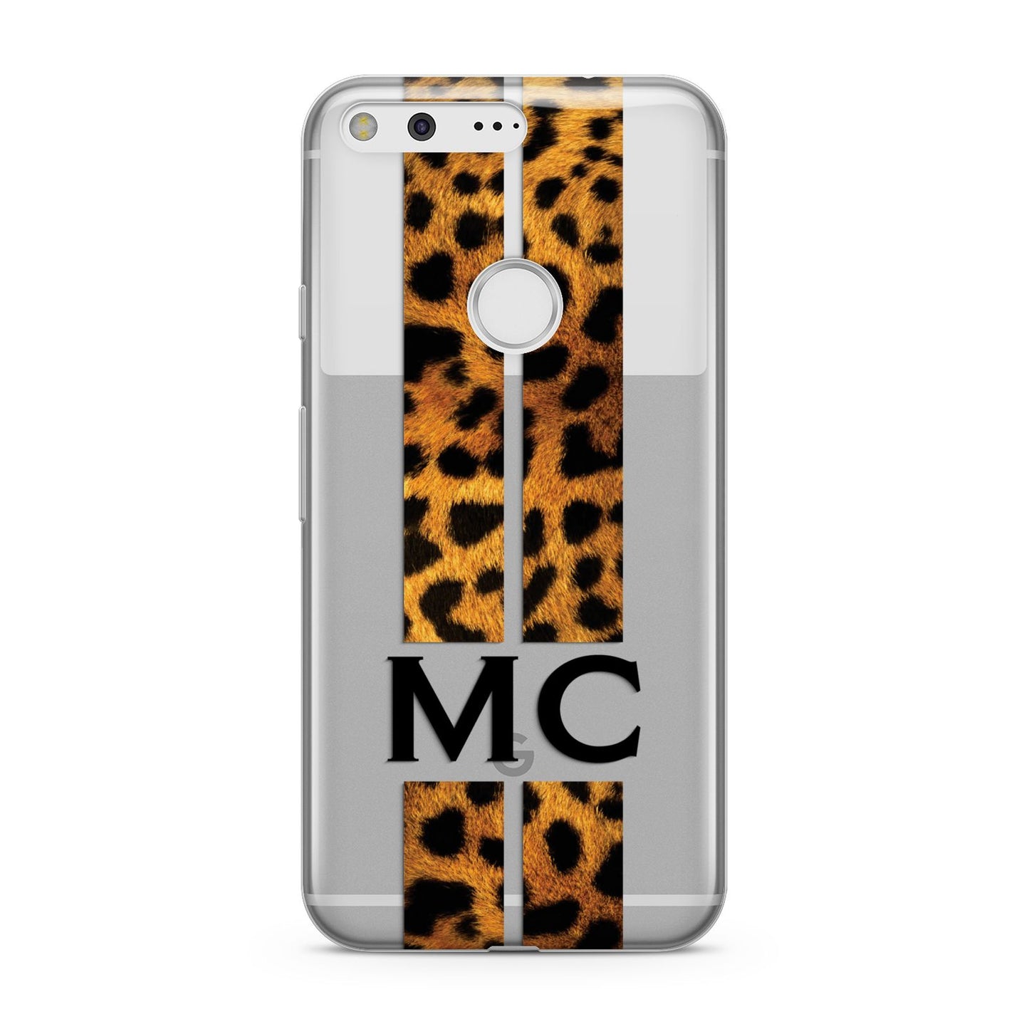 Personalised Leopard Print Stripes Initials Google Pixel Case