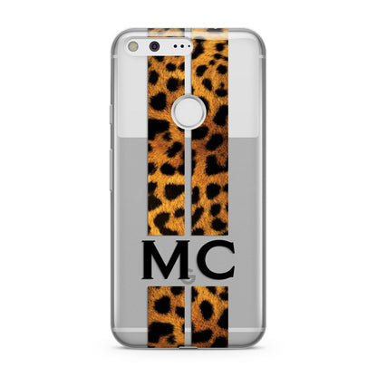 Personalised Leopard Print Stripes Initials Google Pixel Case