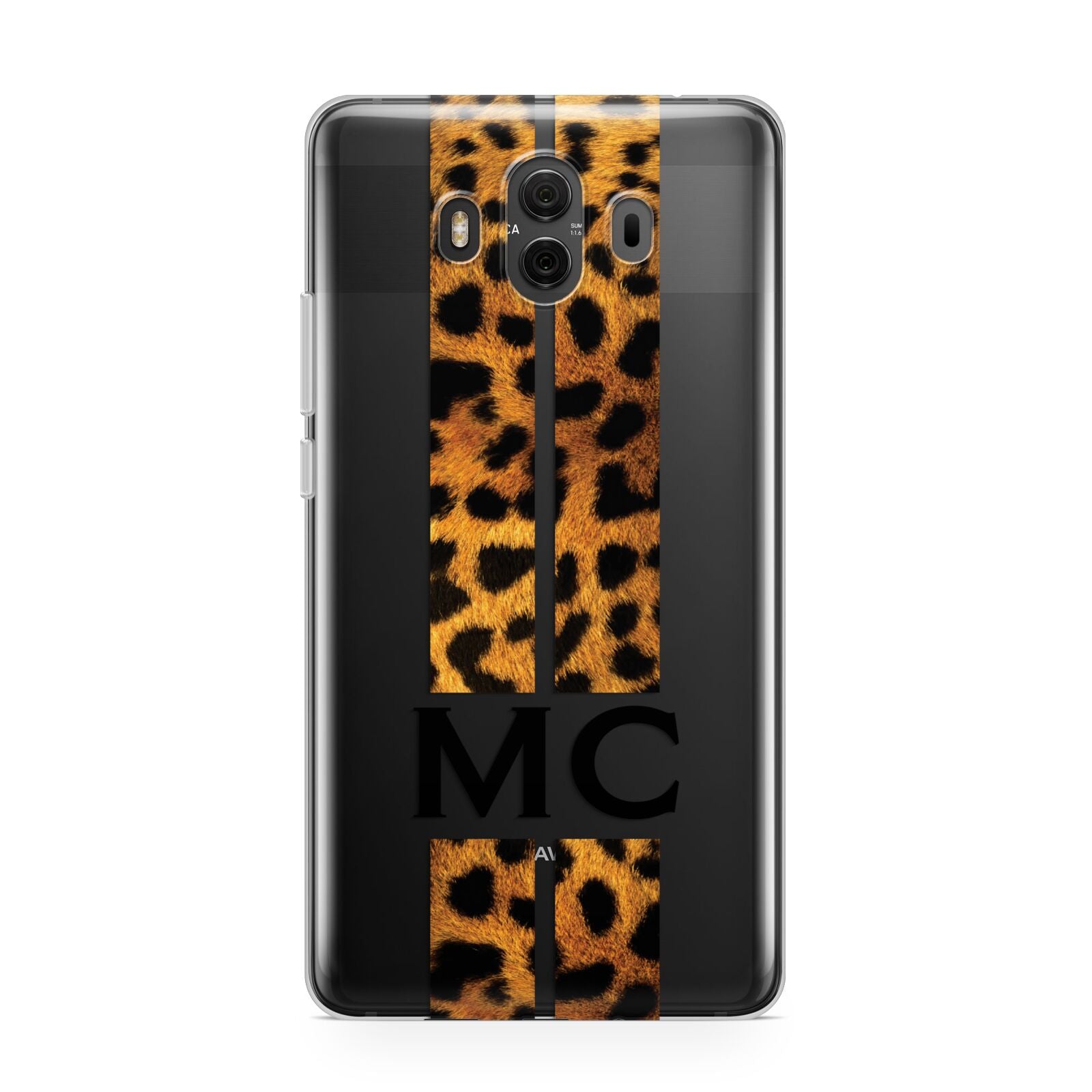 Personalised Leopard Print Stripes Initials Huawei Mate 10 Protective Phone Case