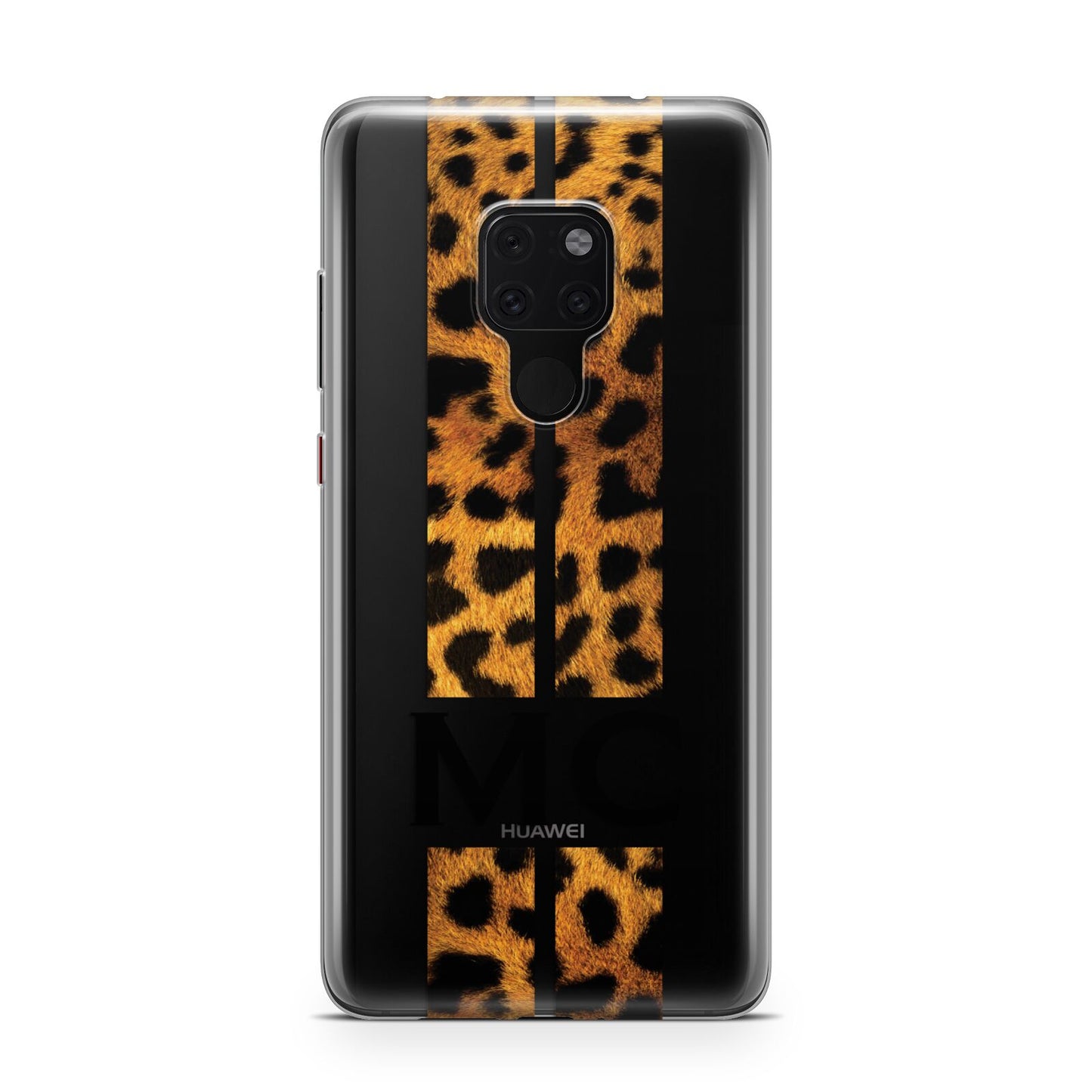 Personalised Leopard Print Stripes Initials Huawei Mate 20 Phone Case