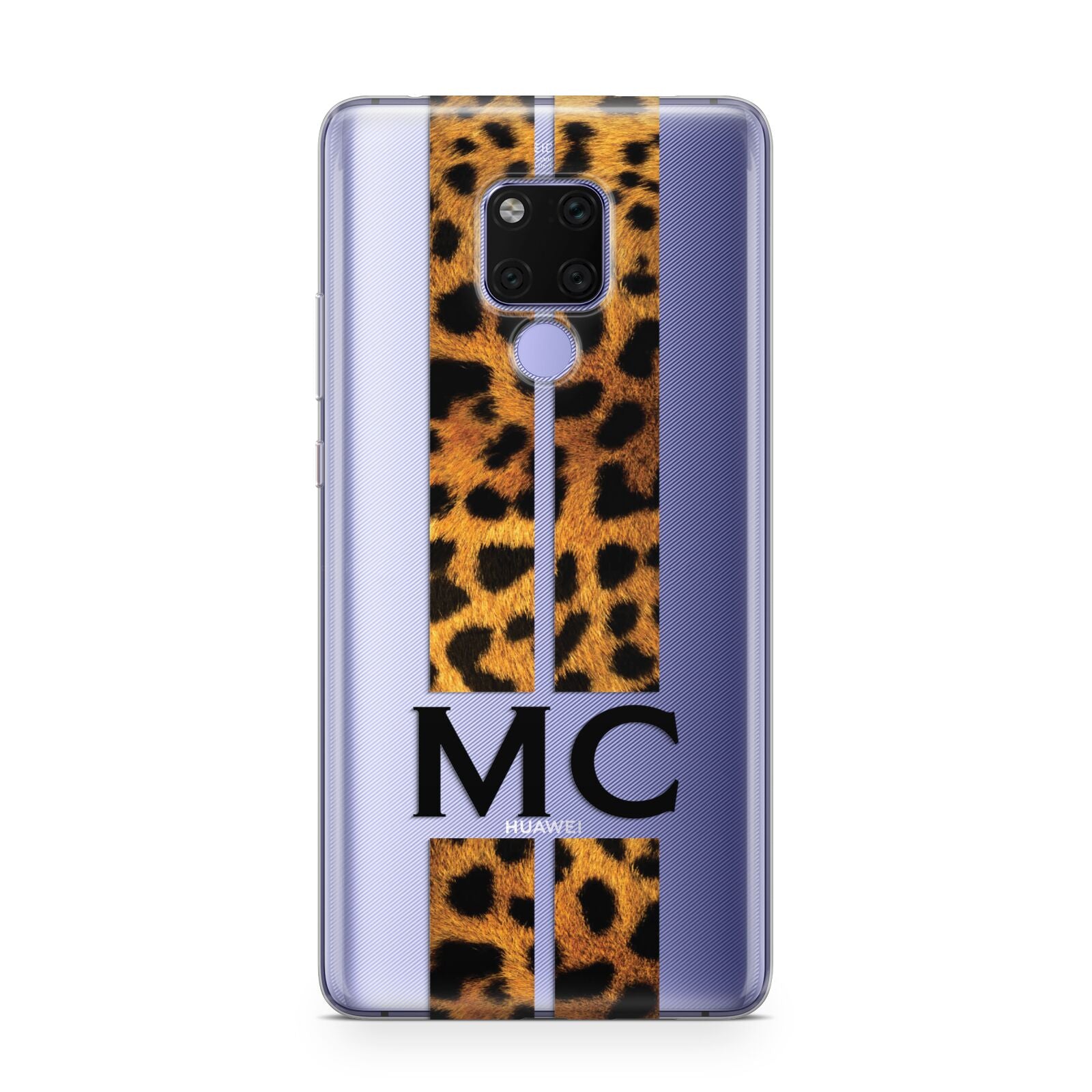 Personalised Leopard Print Stripes Initials Huawei Mate 20X Phone Case