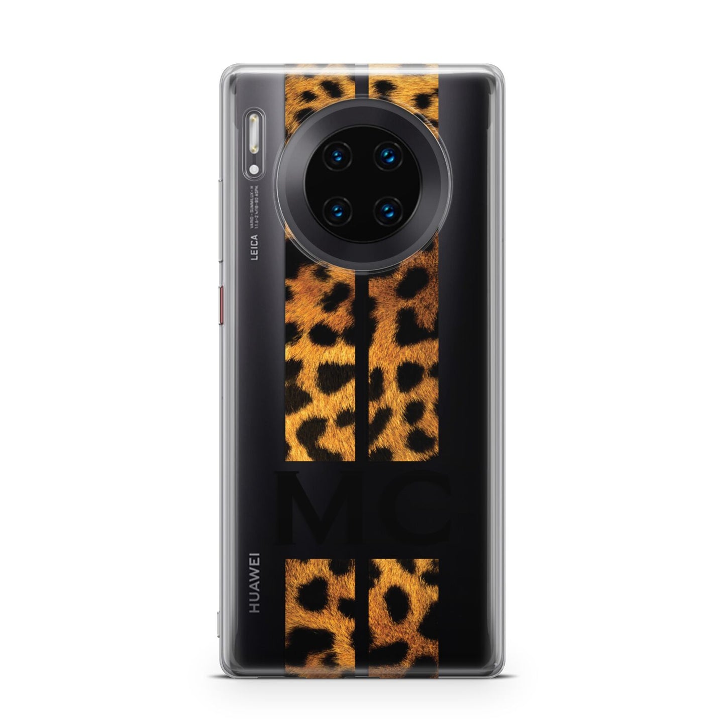 Personalised Leopard Print Stripes Initials Huawei Mate 30 Pro Phone Case