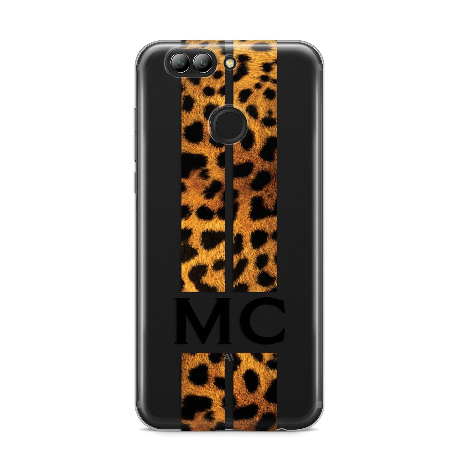 Personalised Leopard Print Stripes Initials Huawei Nova 2s Phone Case