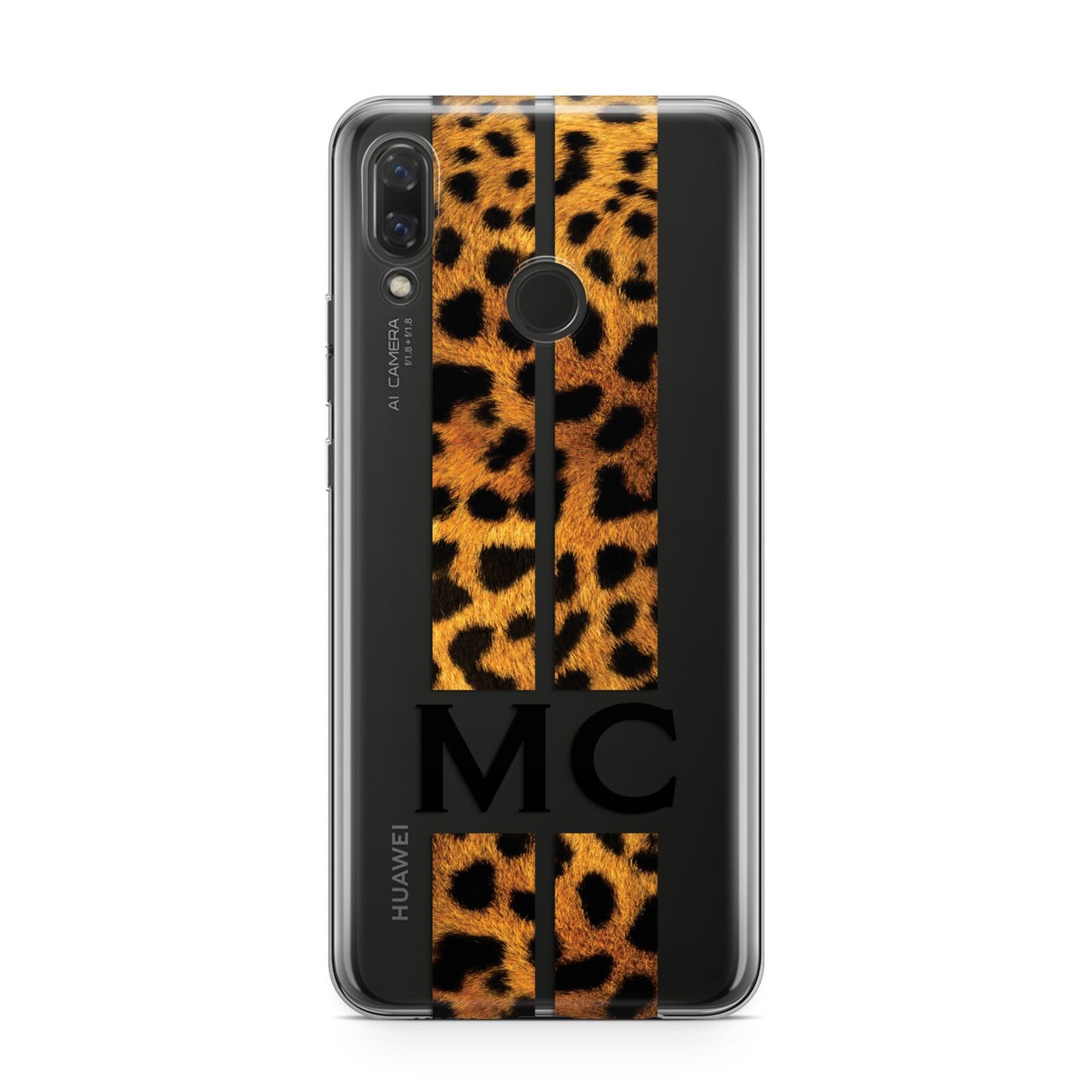 Personalised Leopard Print Stripes Initials Huawei Nova 3 Phone Case