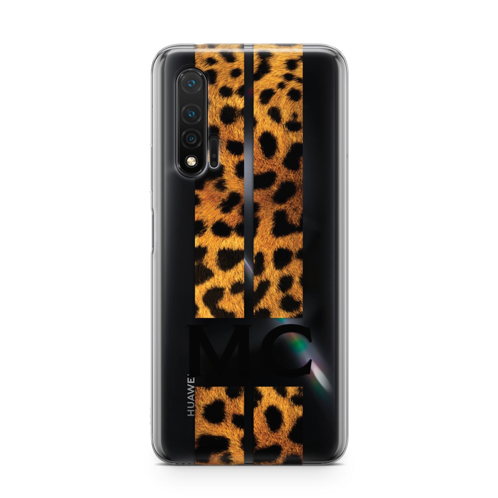 Personalised Leopard Print Stripes Initials Huawei Nova 6 Phone Case