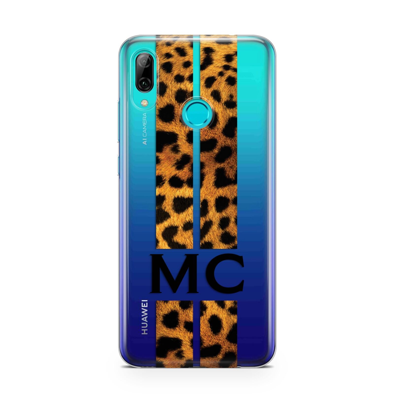 Personalised Leopard Print Stripes Initials Huawei P Smart 2019 Case