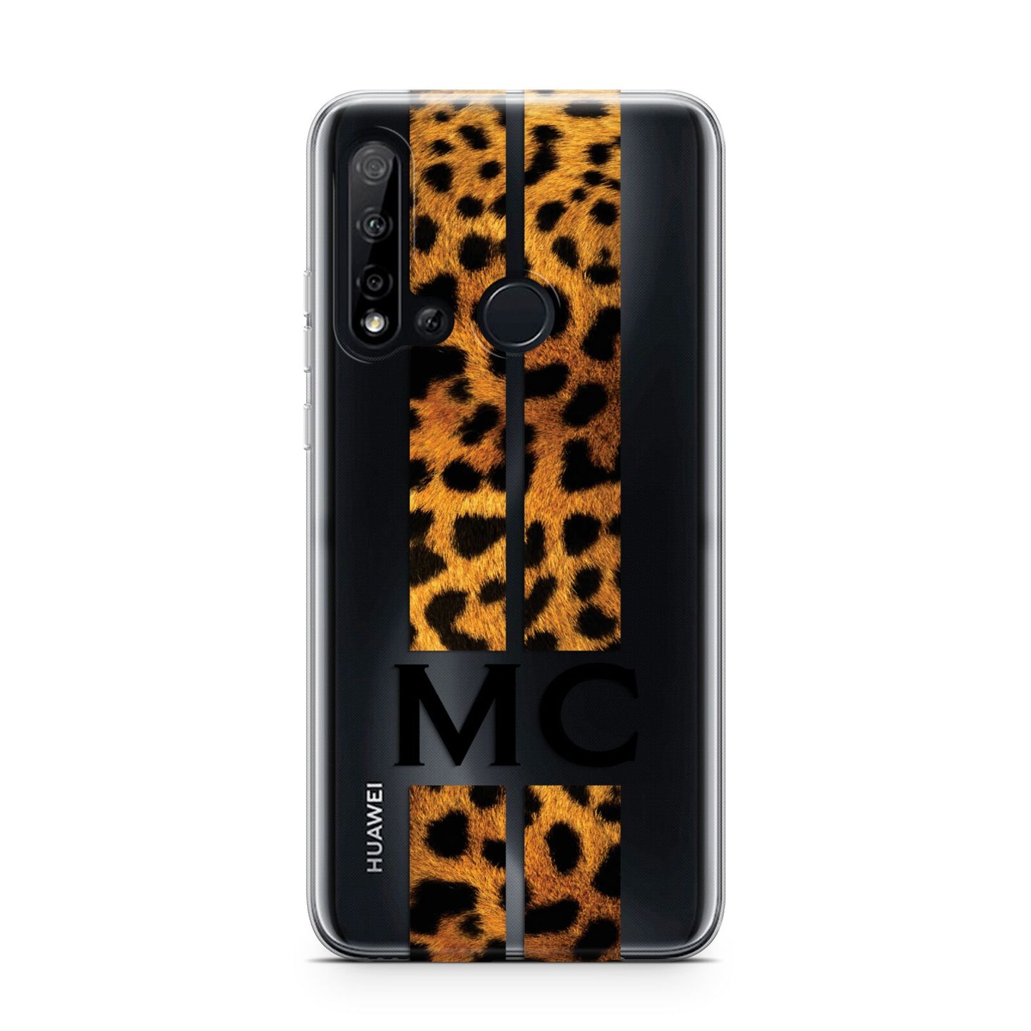 Personalised Leopard Print Stripes Initials Huawei P20 Lite 5G Phone Case