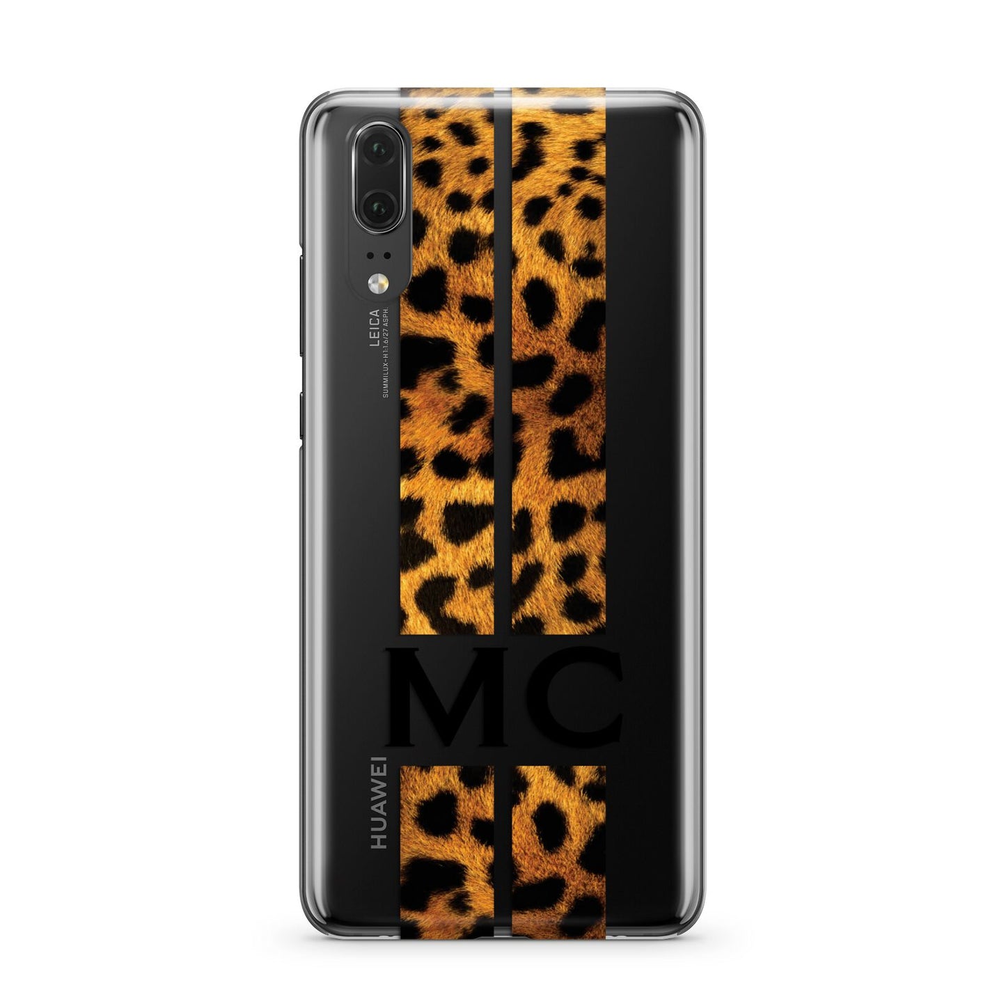 Personalised Leopard Print Stripes Initials Huawei P20 Phone Case