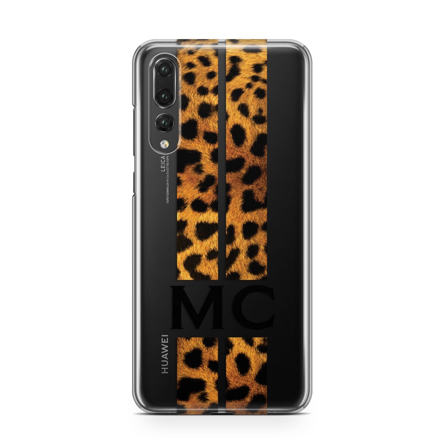 Personalised Leopard Print Stripes Initials Huawei P20 Pro Phone Case