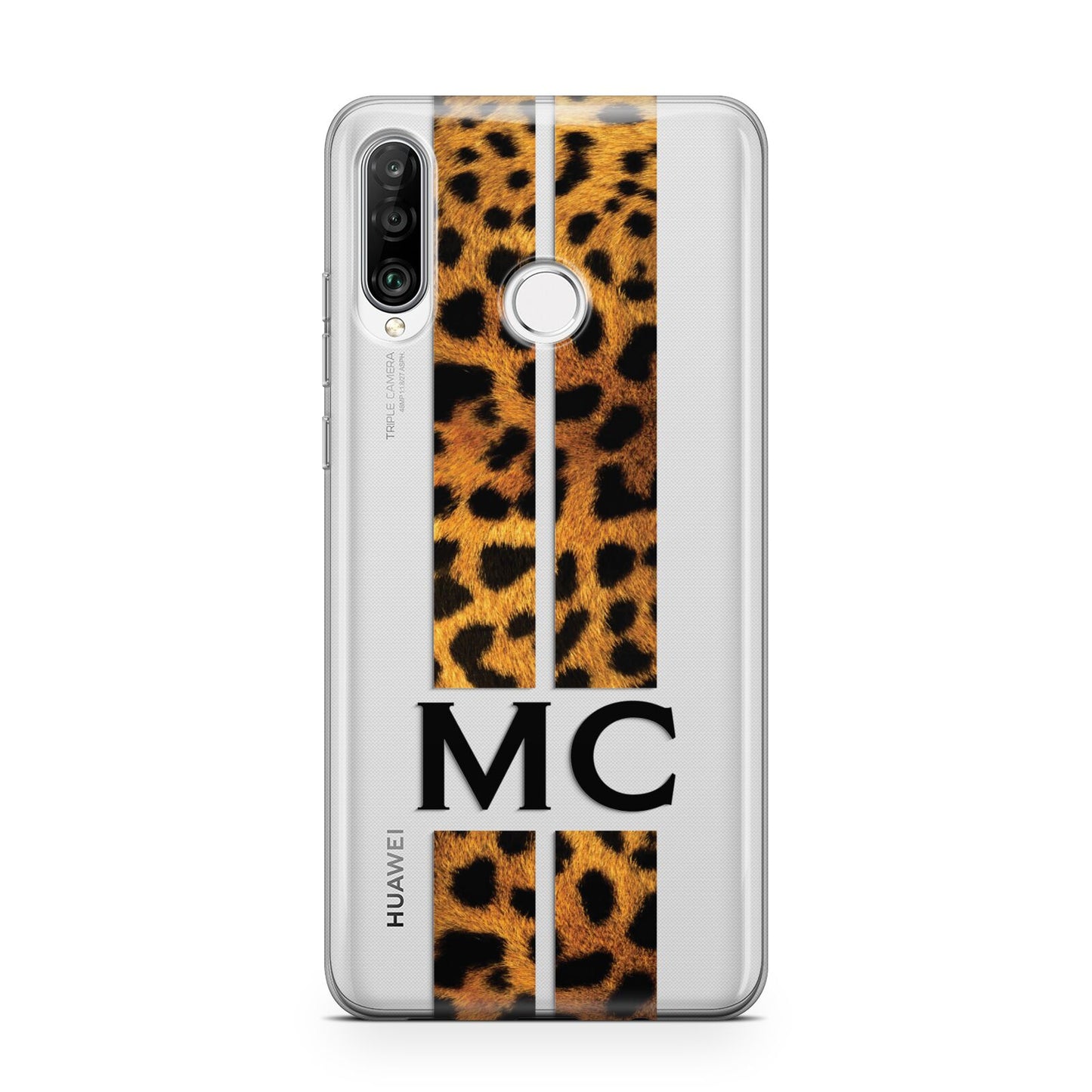 Personalised Leopard Print Stripes Initials Huawei P30 Lite Phone Case