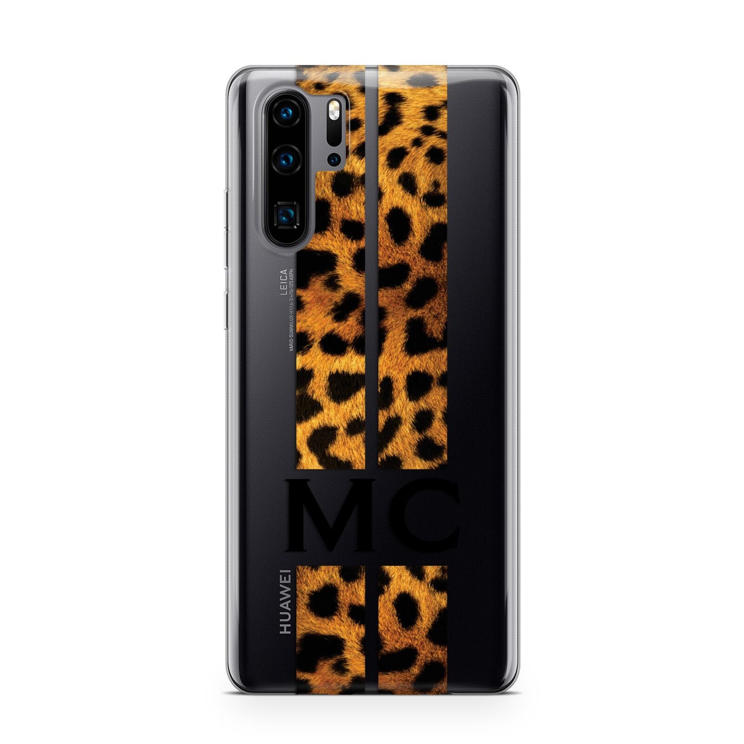 Personalised Leopard Print Stripes Initials Huawei P30 Pro Phone Case