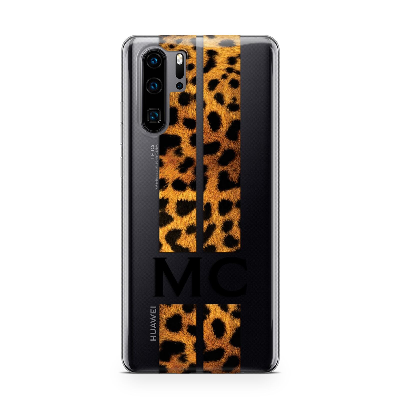 Personalised Leopard Print Stripes Initials Huawei P30 Pro Phone Case