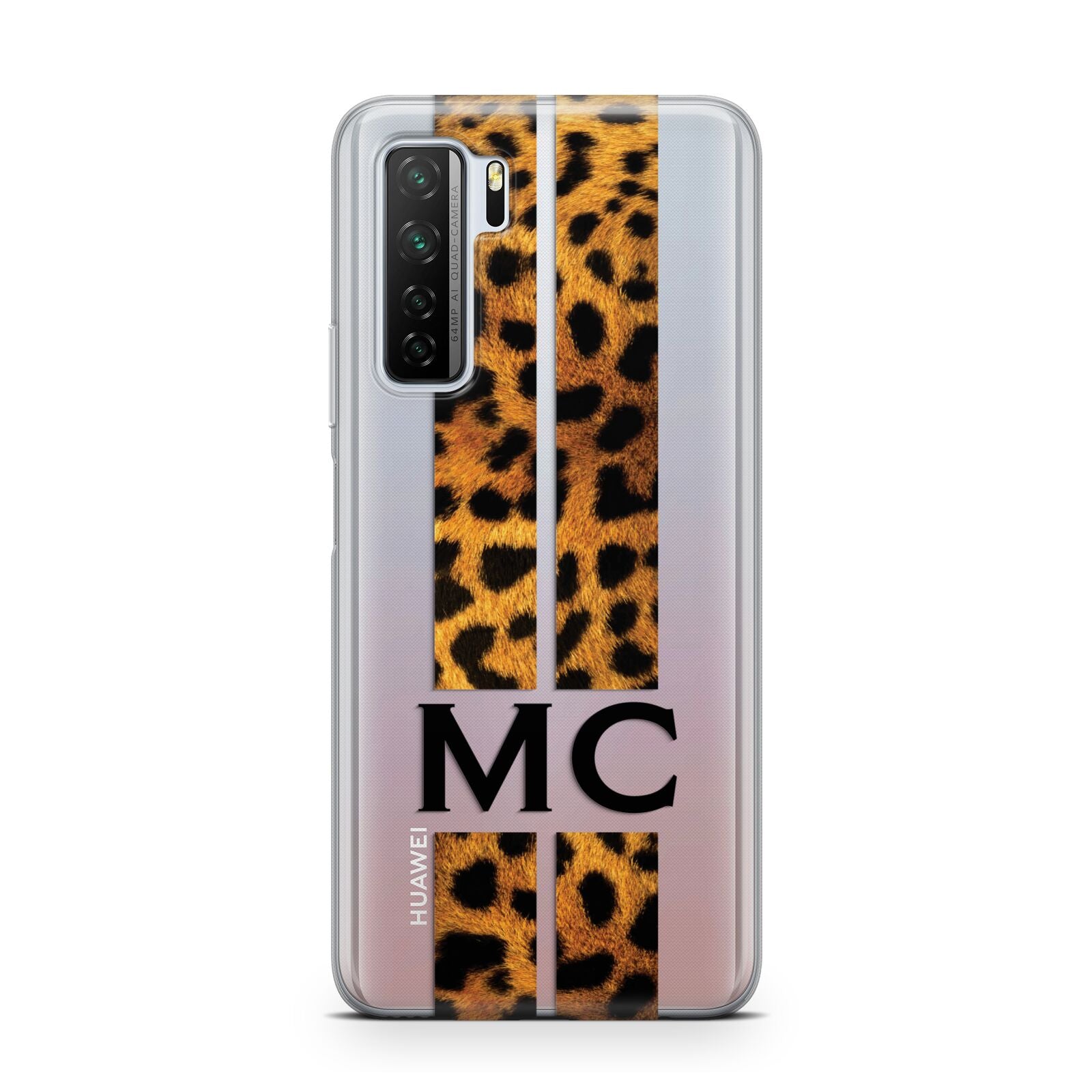 Personalised Leopard Print Stripes Initials Huawei P40 Lite 5G Phone Case