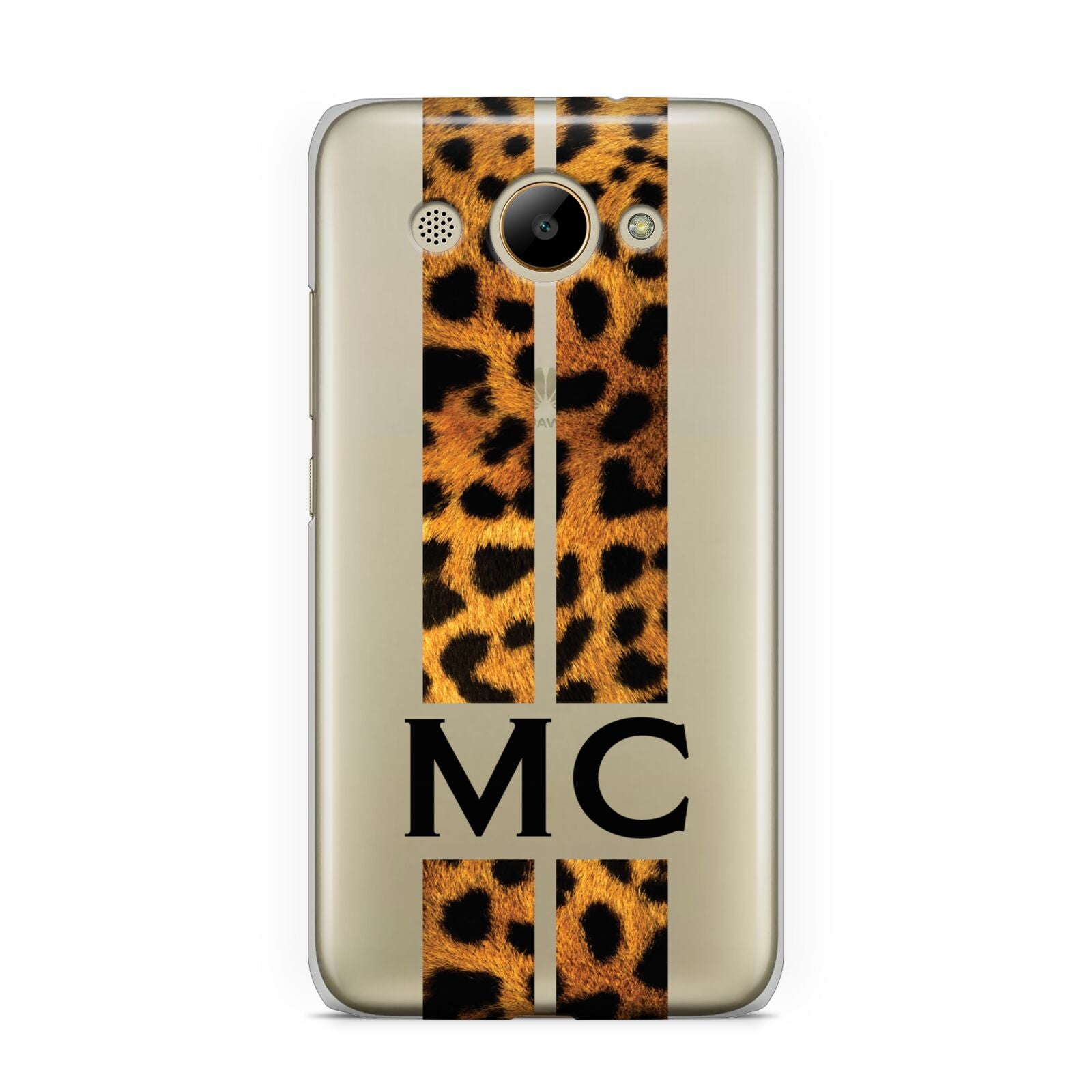 Personalised Leopard Print Stripes Initials Huawei Y3 2017