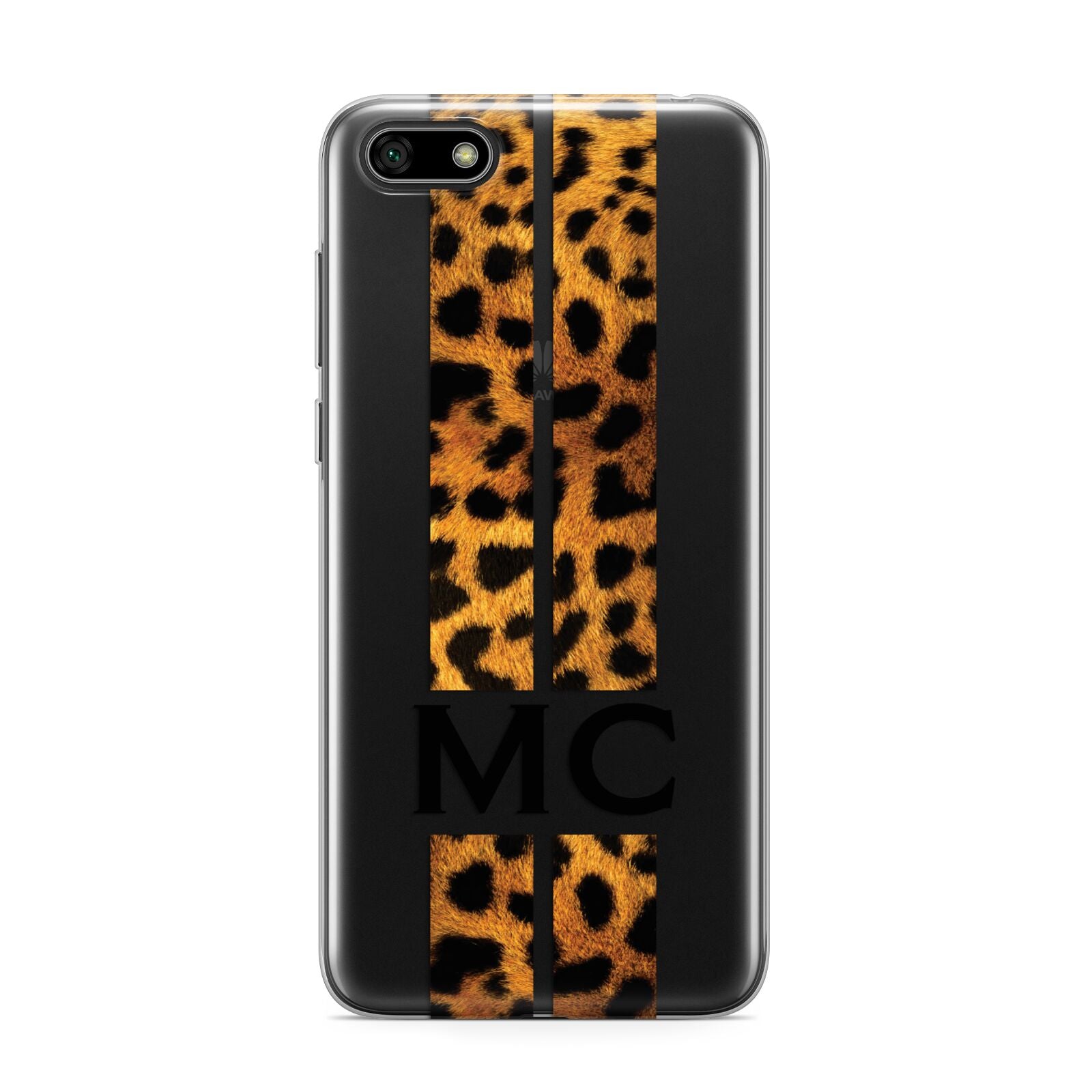 Personalised Leopard Print Stripes Initials Huawei Y5 Prime 2018 Phone Case